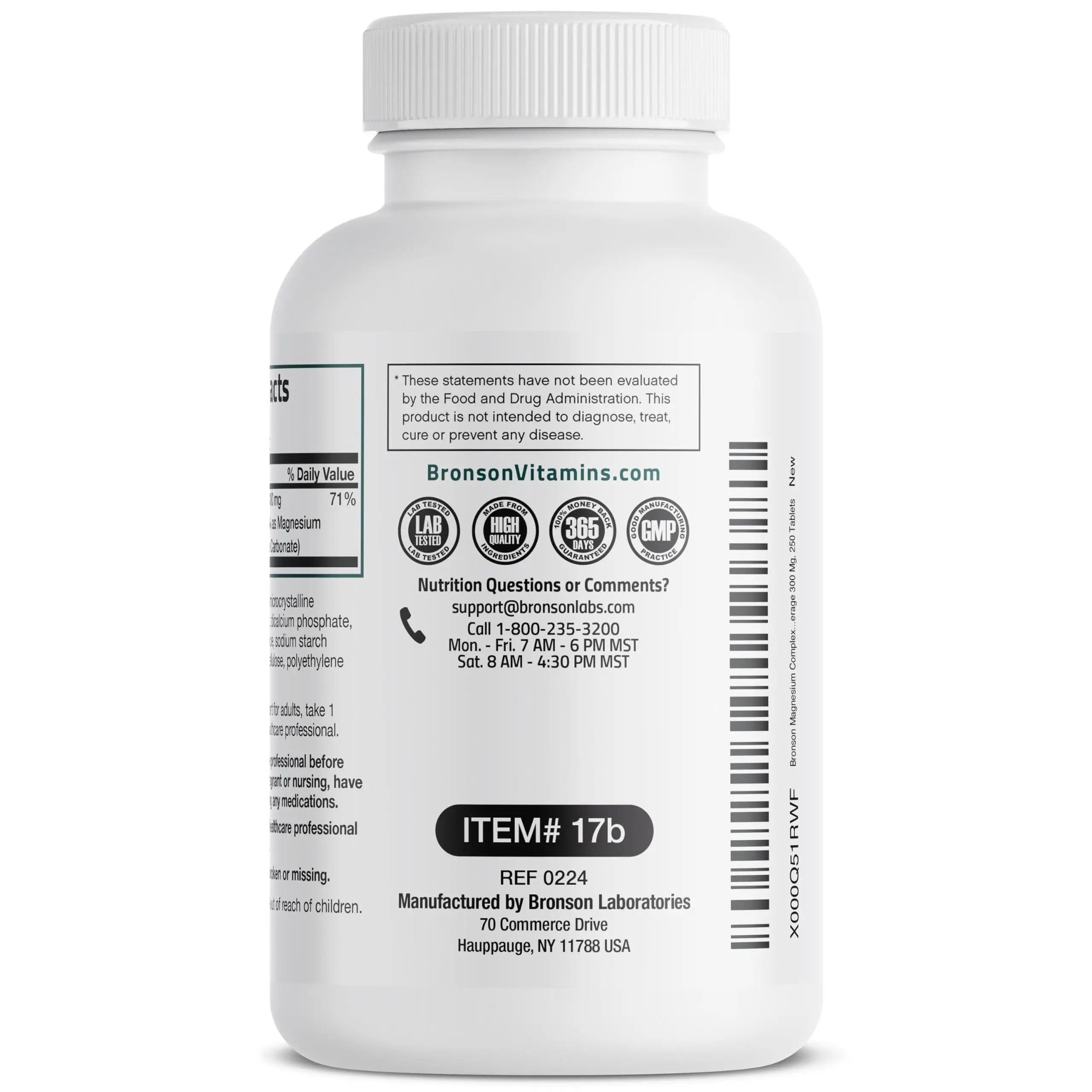 Bronson Triple Magnesium Complex Maximum Coverage 300mg - Non-GMO Formula, 250 Tablets Bronsonnz supplements