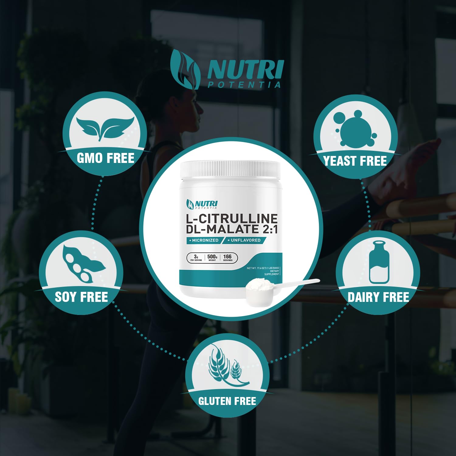 L-Citrulline Dl-Malate 2:1 Powder 500g, Pure L Citrulline Malate Supplement Preworkout NUTRI POTENTIAAu supplements