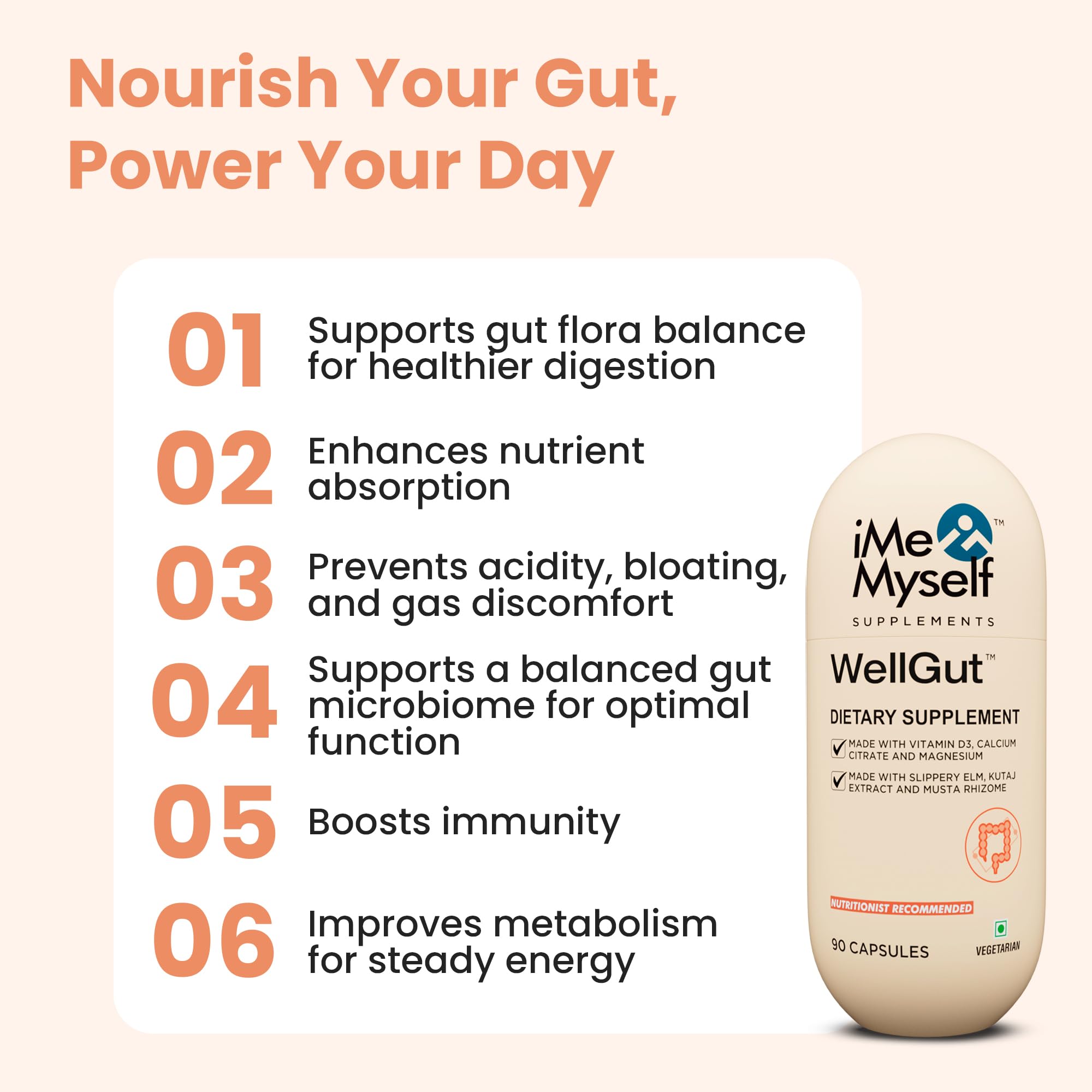 iMeMyself WellGut Daily Herbal Supplement | Traditional Herbs with Minerals & Probiotics 90 Vegan Capsules iMeMyselfAu supplements