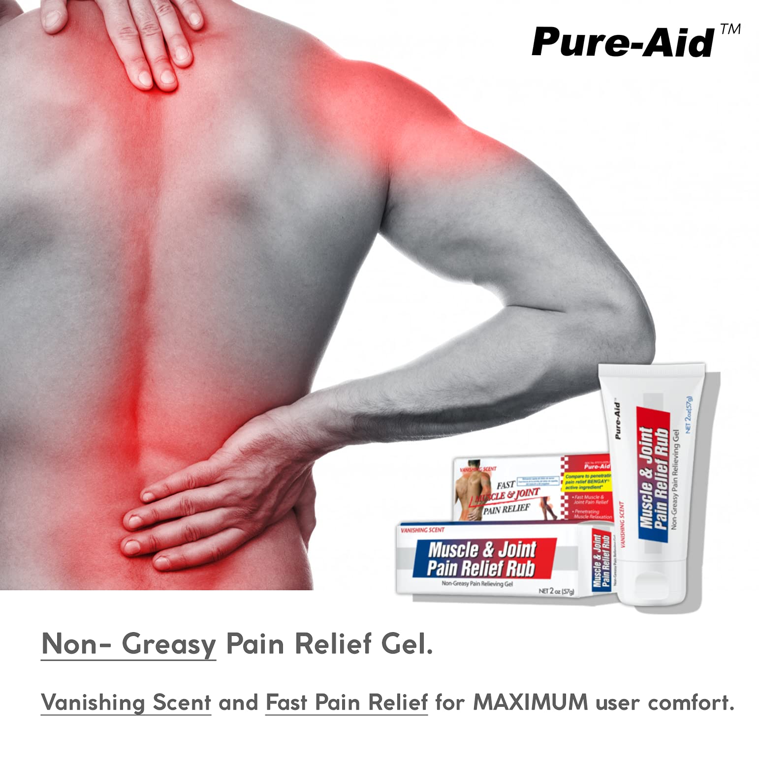 Pure-Aid Muscle & Joint Pain Relief Rub, Fast Relief from Minor Arthritis, Backache, Muscle & Joint Pain Non-Greasy Cream, 2oz (4pk) Pure-AidAu supplements