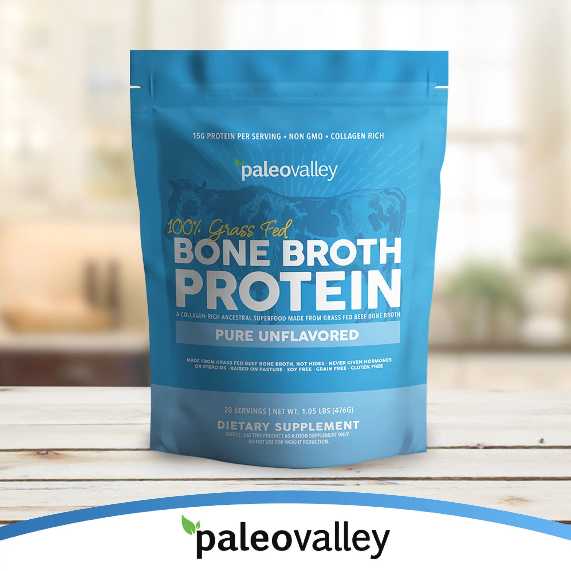 Paleovalley 100% Grass Fed Beef Bone Broth Protein Powder - Rich in Collagen Peptides PaleovalleyUS supplements