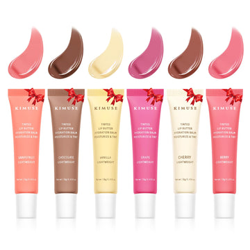 KIMUSE 6 Pcs Tinted Lip Butter Hydration Balm Set, 6 Flavored Shades Hydrating Plumping Gloss with Hyaluronic Acid & Vitamin E, Sheer Tint, Non-Sticky | Vegan Lip Care Makeup for Dry Lips & Daily KIMUSEAu supplements