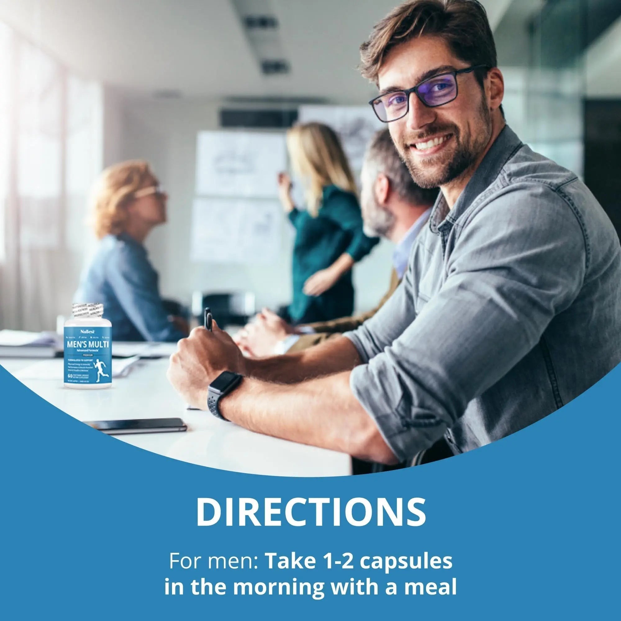 Multivitamin for Men with 38 Key Nutrients, B Complex, D3, A, C, Zinc, Magnesium, Calcium, Asian Ginseng, Ashwagandha, Turmeric for Bones, Muscle NuBestAu supplements