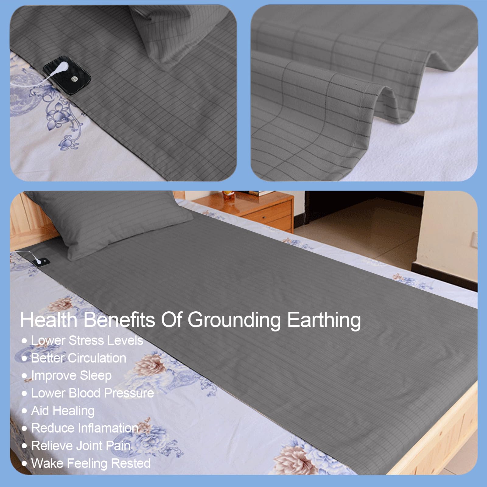 Grounding Mat for Bed, Grounding Sheets Blanket with Grounding Cord, Earthing Mat Grounding Pad ReaengAu supplements