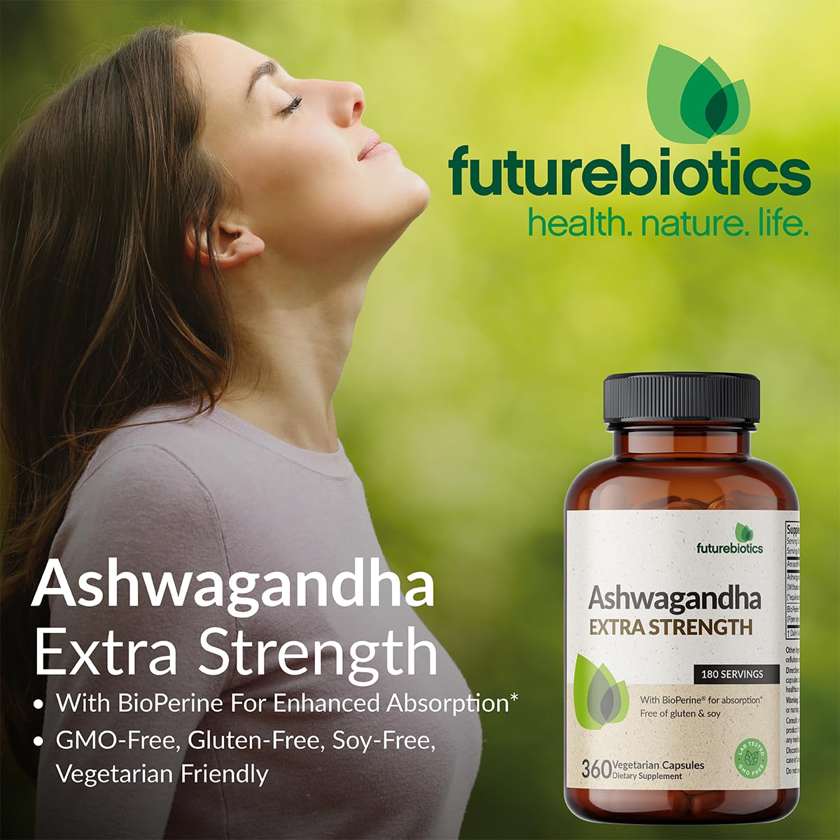 Futurebiotics Ashwagandha Extra Strength Stress & Mood Support with BioPerine - Non GMO Formula, 100 Vegetarian Capsules FuturebioticsAu supplements