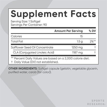 Sports Research CLA - 1250mg with Active Conjugated Linoleic Acid for Men and Women Sports ResearchUS supplements