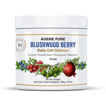 Aussie Pure Blushwood Berry Superfruit Daily Cell Defense - Soursop - Kakadu Plum - Pomegranate - Blueberry - Immune and Cell Support Powder - All Ages - Lab Tested and Authenticated - 180g/6.4oz Aussie PureAu supplements