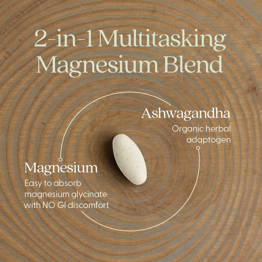 New Chapter Magnesium + Ashwagandha Supplement, 325 mg with Magnesium Glycinate for Muscle Relaxation & Recovery, Heart, Nerve & Bone Health, 2.5X Absorption, Non-GMO - 30 ct (1 Month Supply) New ChapterAu supplements