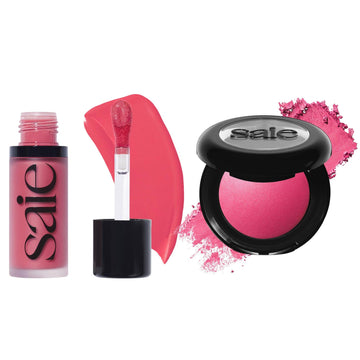 Saie Cheek Flush Duo - Dew Liquid Blush (.40 oz, Flirty), SuperSuede Baked Powder Blush (.01 oz, Amore) - Layerable, Skin-Nourishing Blushes for a Seamless Radiant Finish SaieAu supplements
