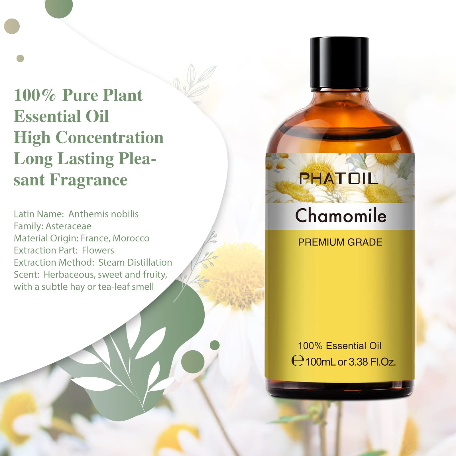 PHATOIL 100ML Chamomile Essential Oil - 3.38FL.OZ Essential Oils for Diffusers for Home PHATOILAu supplements