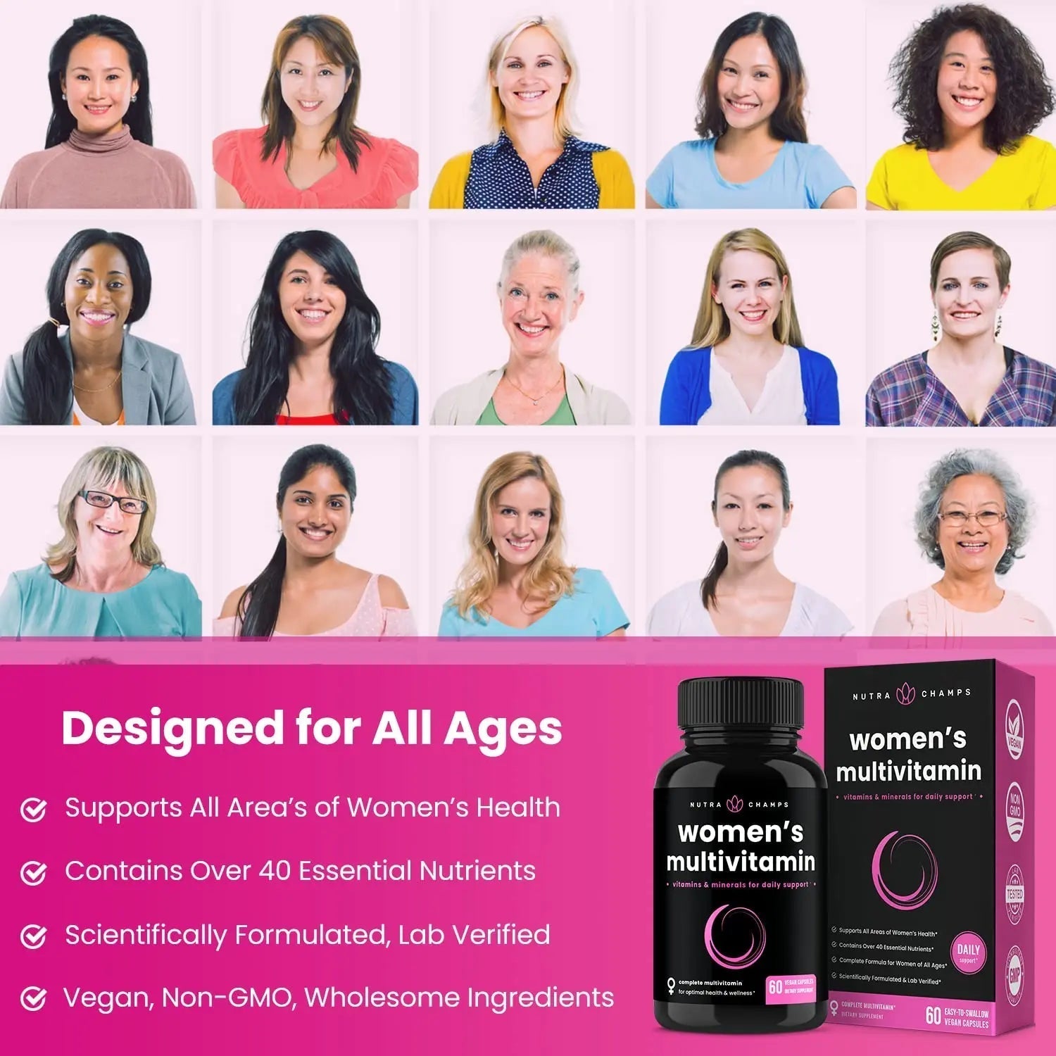 NutraChamps Multivitamin for Women, 240 Count, Vitamins A, B, C, D, E, Biotin, Folic Acid, Womens Gummy Multivitamins, Chewable Daily (Pack of 2) NutraChampsAu supplements