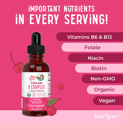 MaryRuth Organics Vitamin B Complex | B Vitamins Complex | Biotin | Vitamin B12 | Niacin | Folate | Metabolic Support Supplement | Vegan | USDA Organic MARYRUTH'SUS supplements
