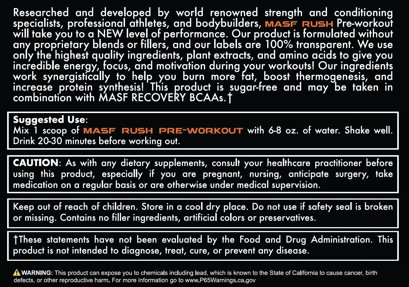 MASF Rush Pre-Workout (Orange-Mango) MASFUS supplements