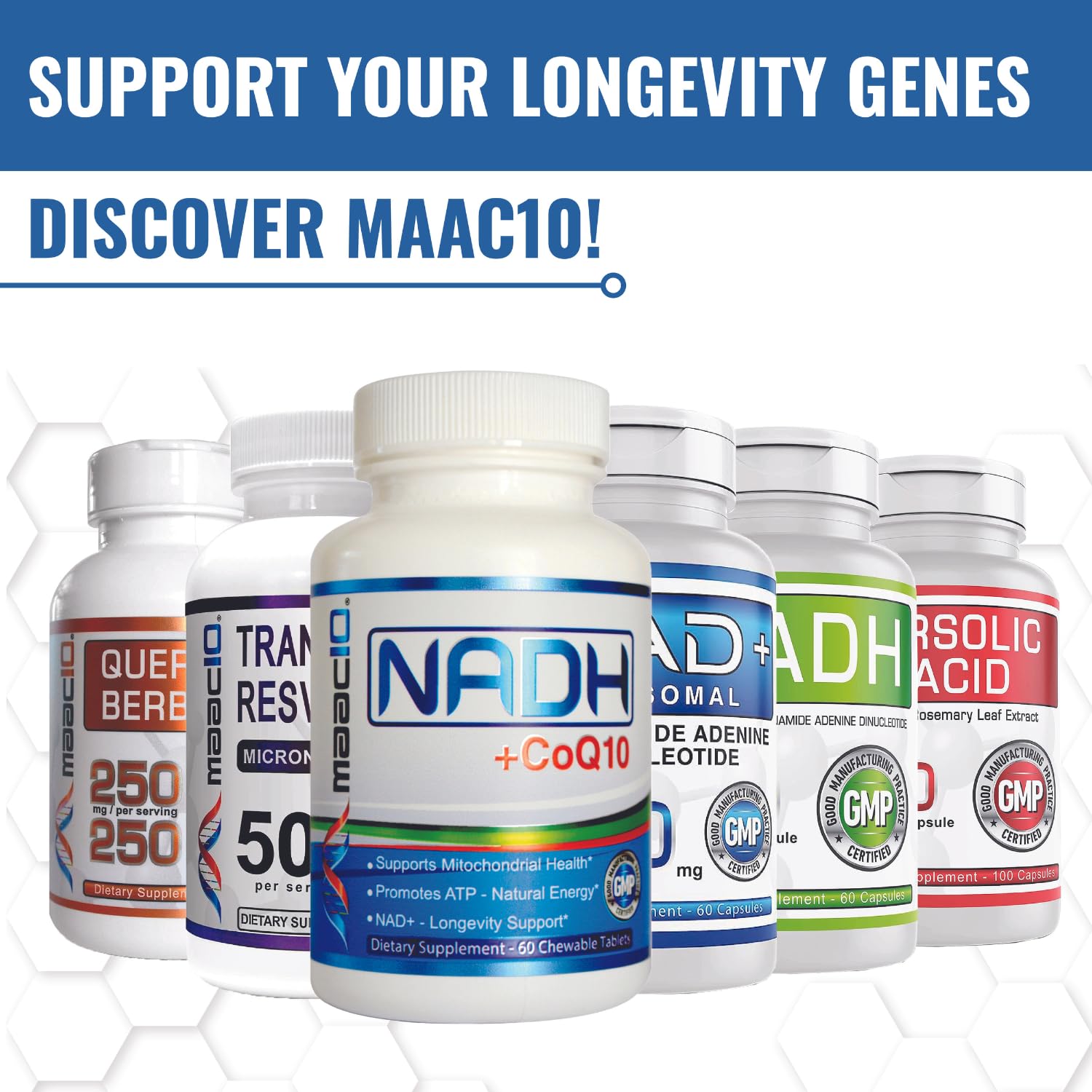 MAAC10 Liposomal NAD Supplement 500mg Serving (2x250mg Capsules) Actual Nicotinamide Adenine Dinucleotide MAAC10Au supplements