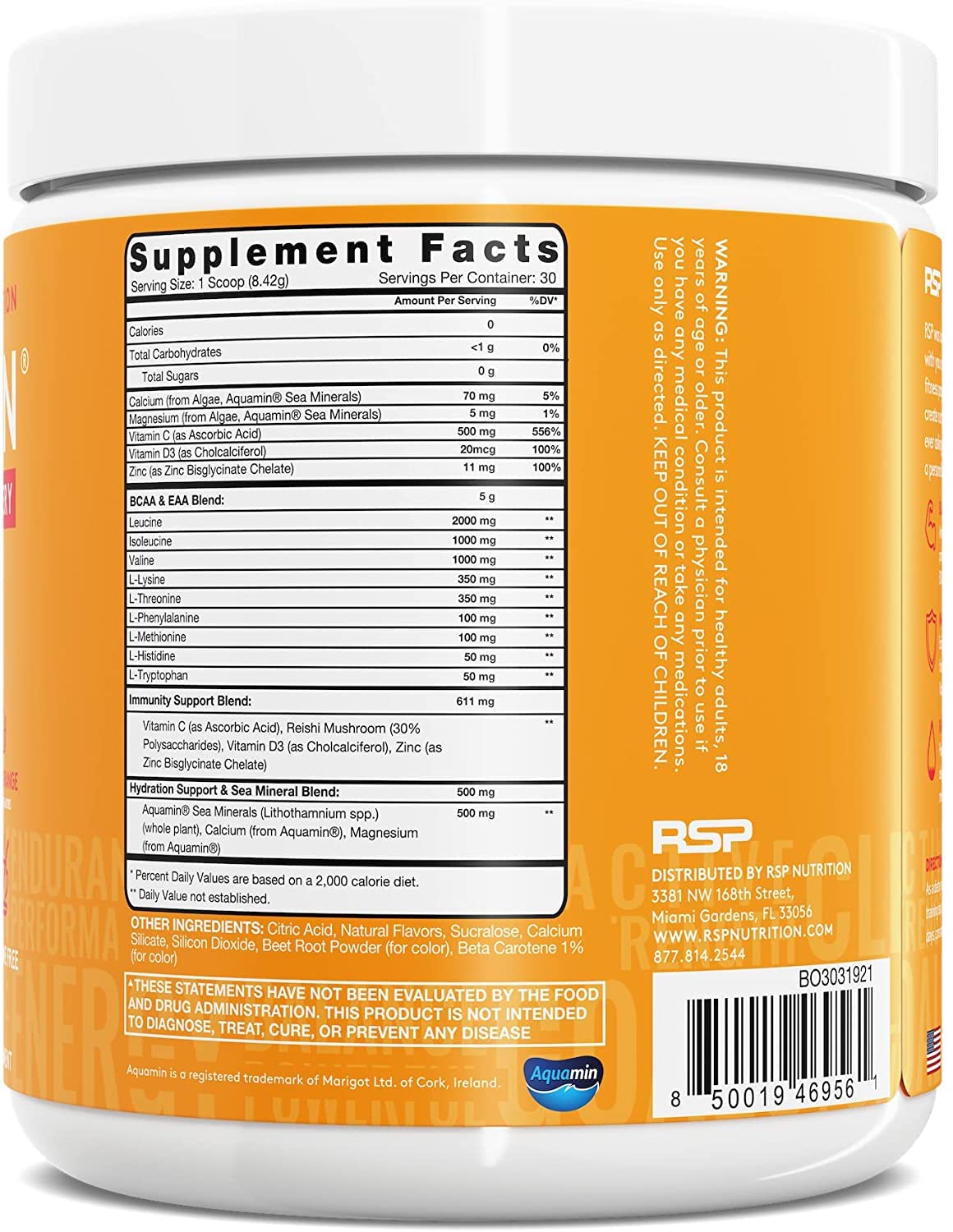RSP AminoLean Recovery - Post Workout BCAAs Amino Acids Supplement + Electrolytes RSP NUTRITIONUS supplements