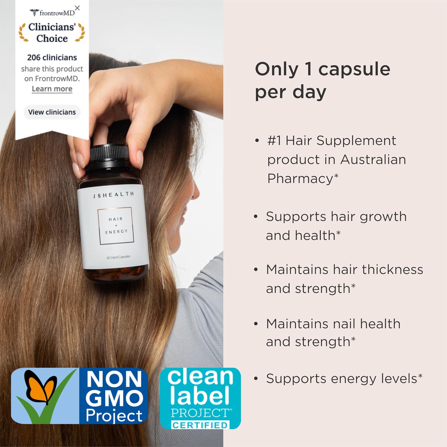 JSHealth Hair Growth Vitamins for Women. Hair + Energy with Kelp Iodine and Zinc. Supports Thickness, Strength, Energy. Nutritionist-Formulated (60 Capsules) JSHealthAu supplements