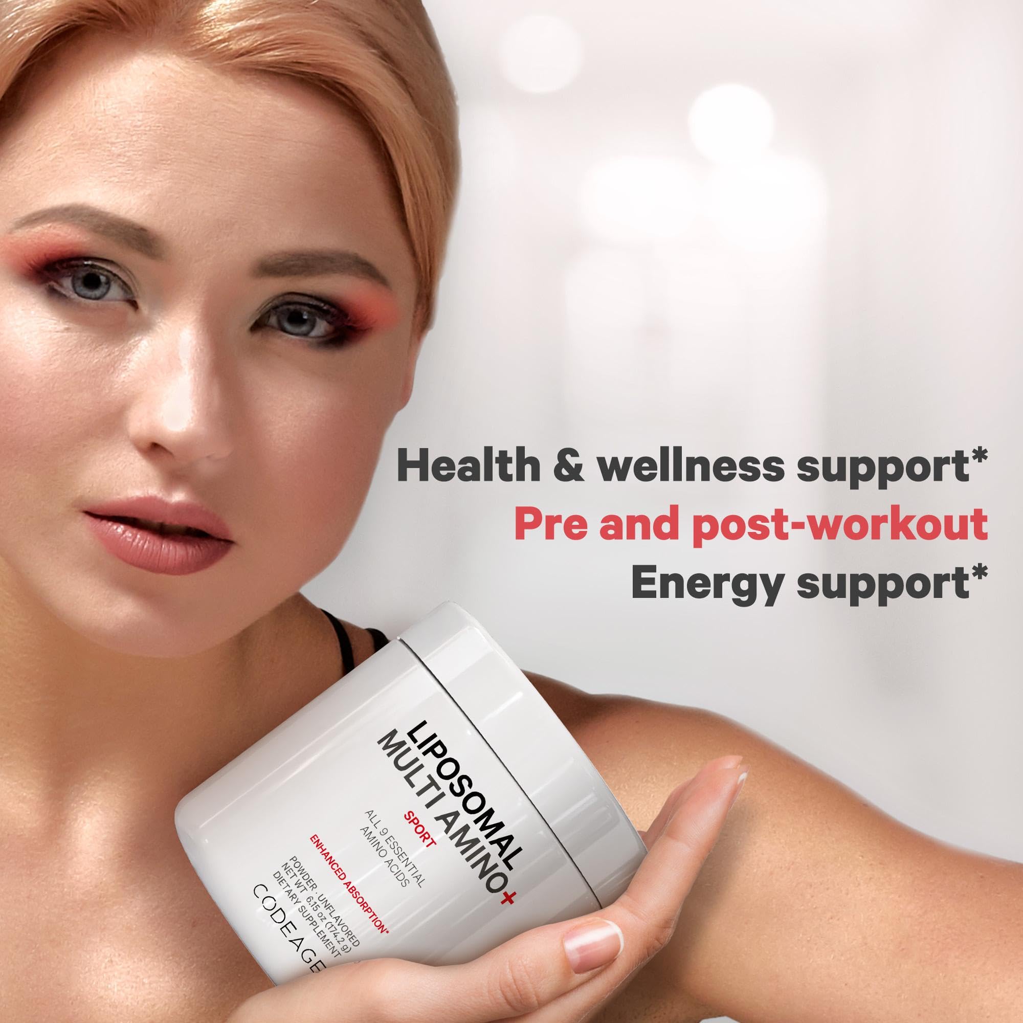 Codeage Liposomal Multi Amino Powder Supplement - BCAA & EAA Supplement All 9 Essential Amino Acids, Branched-Chain Amino Acid, Pre & Post Workout, Unflavored, Liposomal Delivery, Non-GMO, 6.15 oz CodeageAu supplements