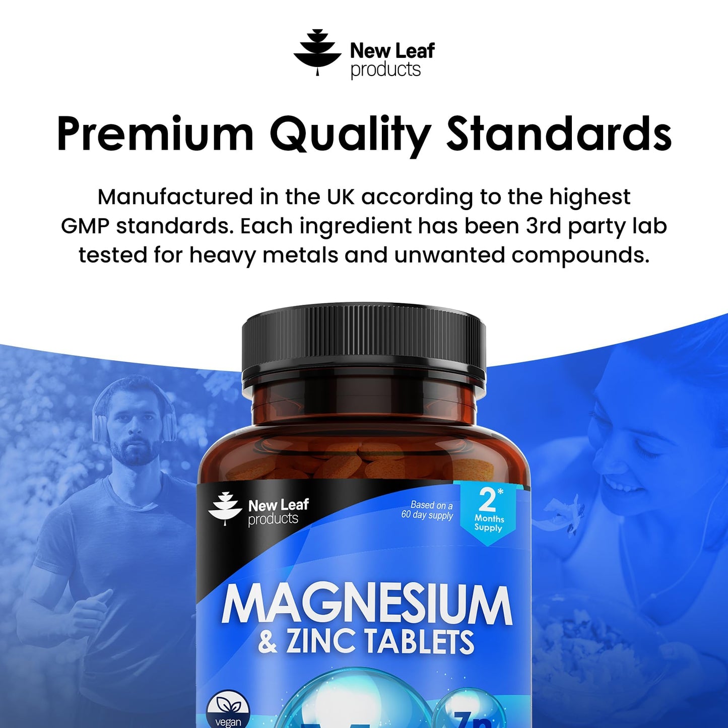 Magnesium Supplements 516mg With Zinc - 120 Magnesium Tablets Supports Muscle NEW LEAF PRODUCTSUS supplements