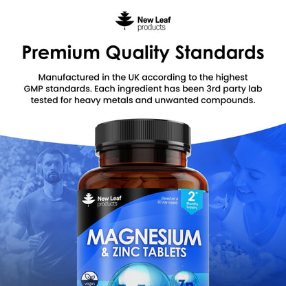Magnesium Supplements 516mg With Zinc - 120 Magnesium Tablets Supports Muscle NEW LEAF PRODUCTSUS supplements