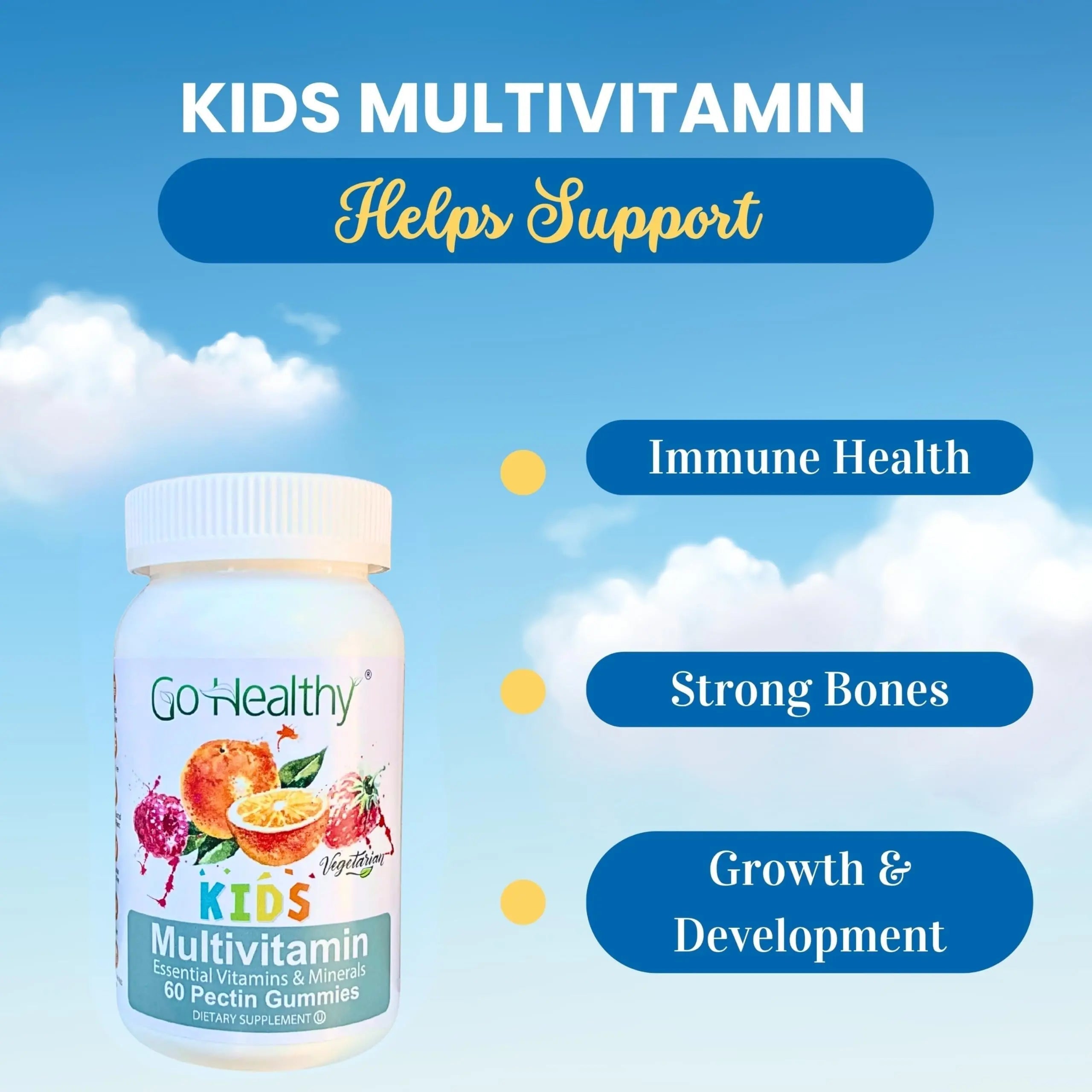 Go Healthy Kids Multivitamin Gummies, Immune Support, Kids Vitamin Gummies, Kosher Kid Vitamin, Halal Go Healthy NaturalAu supplements