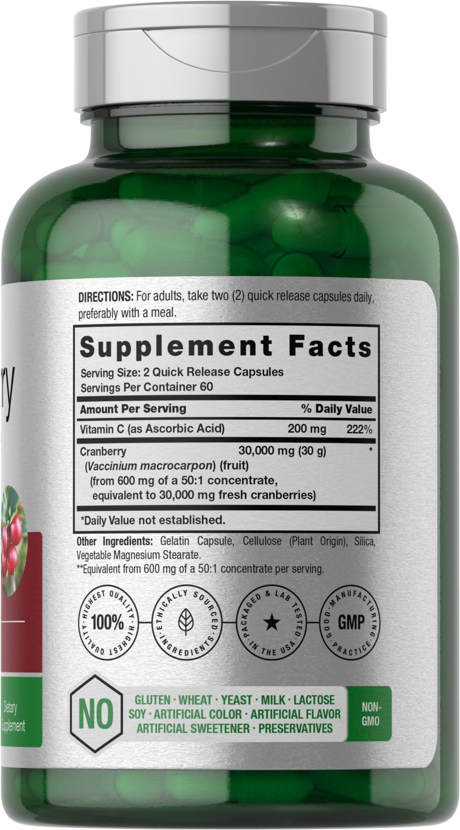 Cranberry Concentrate Extract Pills + Vitamin C | 30,000mg | 120 Capsules | Triple Strength HorbäachAu supplements