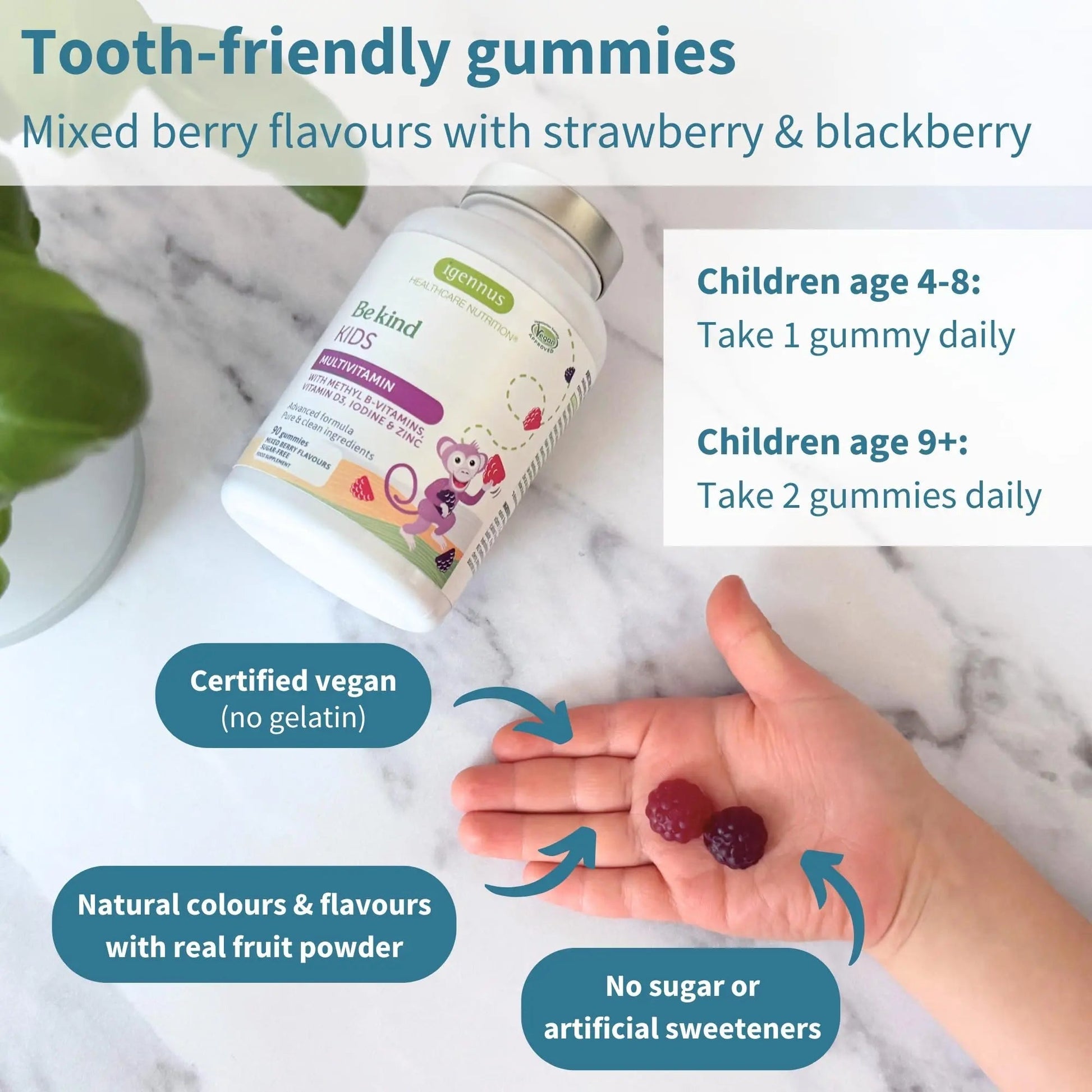 Igennus Methylated Kids Multivitamin Gummy, MTHFR, No Artificial Sweeteners or Flavors, Sugar Free, Age 4+, 90 Natural Berry Flavor Gummies Igennus Healthcare NutritionAu supplements