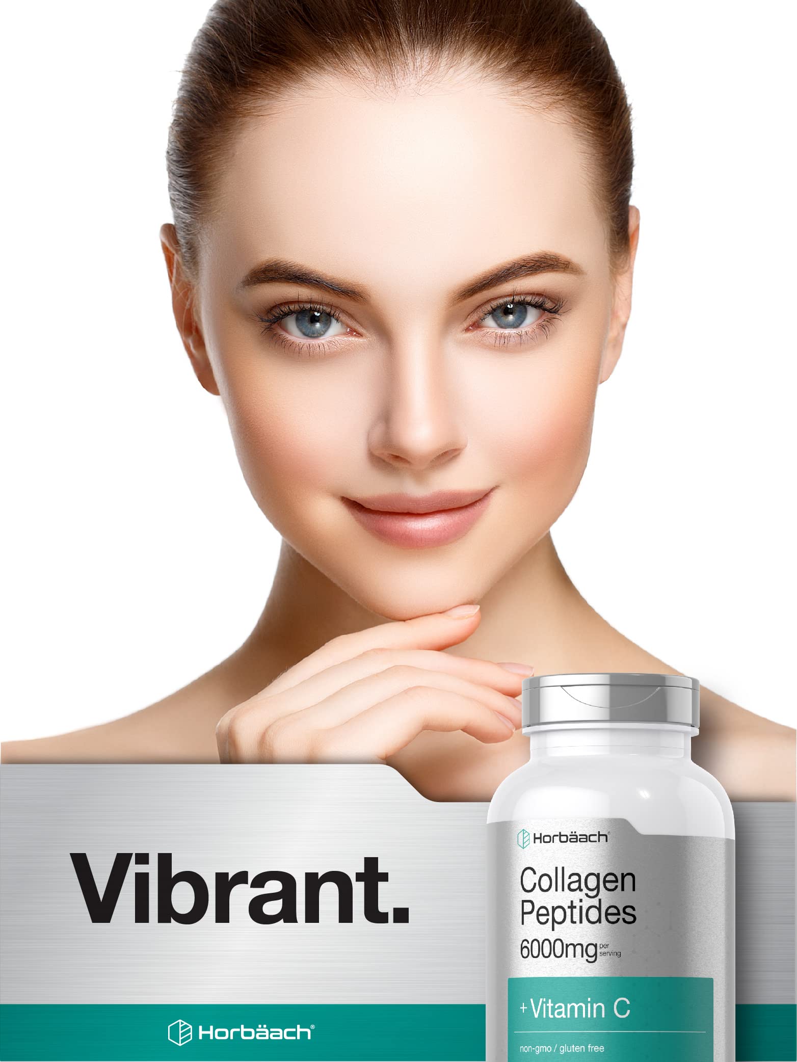 Horbäach Collagen Peptides 6000mg | 300 Caplet Pills | with Vitamin C | Hydrolyzed Collagen Supplement | Non-GMO, Gluten Free HorbäachAu supplements