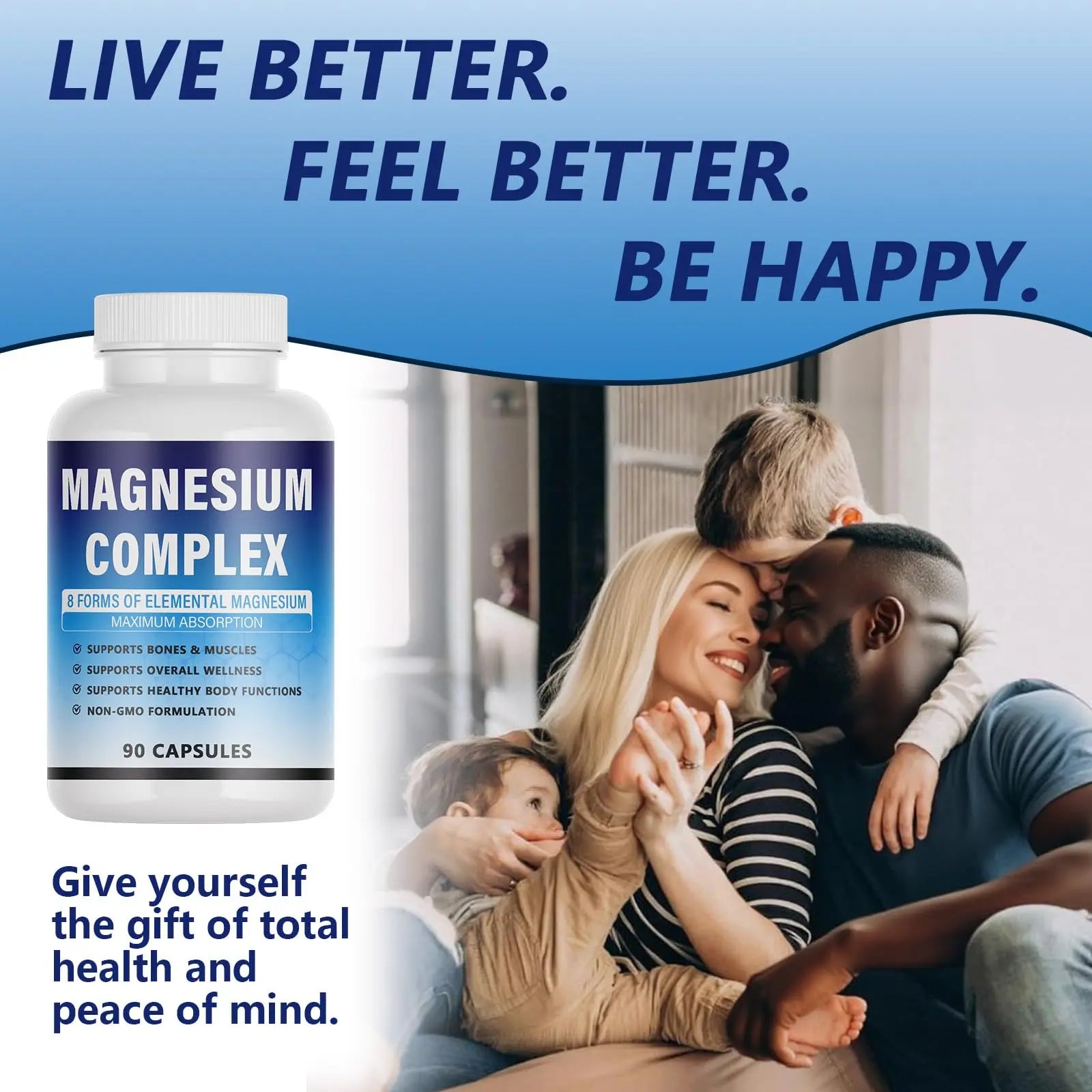 Magnesium Complex Supplement - 8 Elemental Magnesium 1000mg - Glycinate, Citrate, Malate, Taurate Chelated | Easy Absorption, Energy Support | Vegan Non-GMO, 90 Capsules (1pc) KFUKFUnz supplements