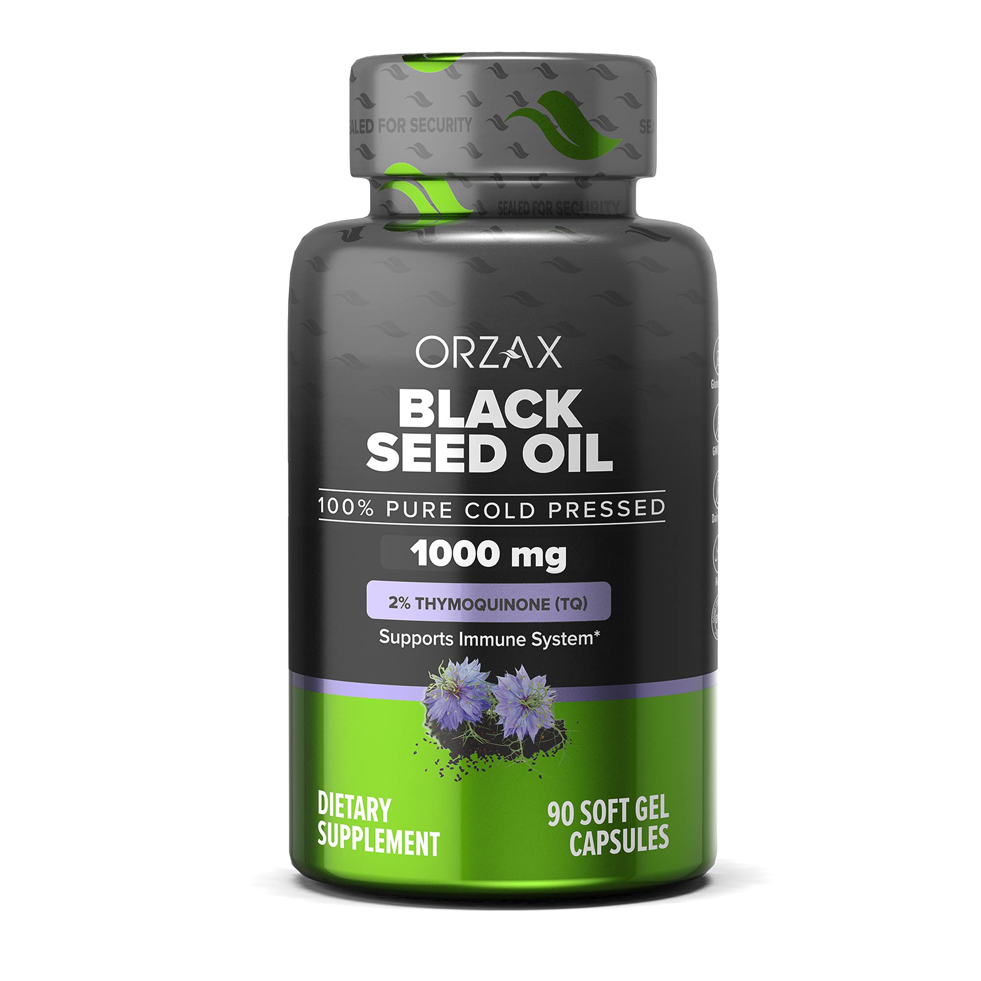 ORZAX Black Seed Oil Organic Cold Pressed Capsules with 2% Thymoquinone ORZAXAu supplements
