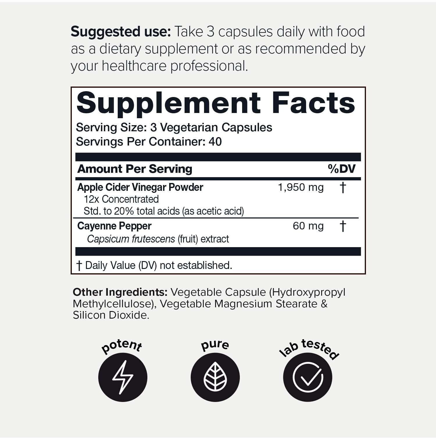 Toniiq 20% Acetic Acid Ultra High Strength Non-GMO Apple Cider Vinegar Capsules ToniiqUS supplements