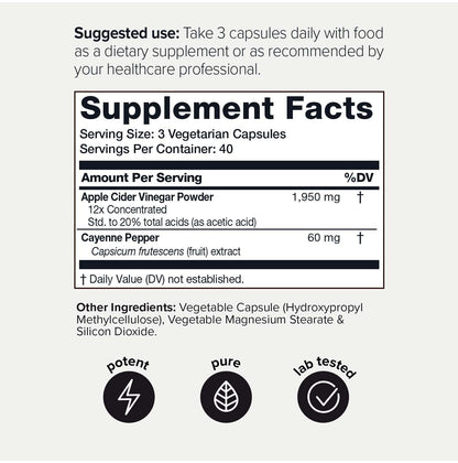 Toniiq 20% Acetic Acid Ultra High Strength Non-GMO Apple Cider Vinegar Capsules ToniiqUS supplements