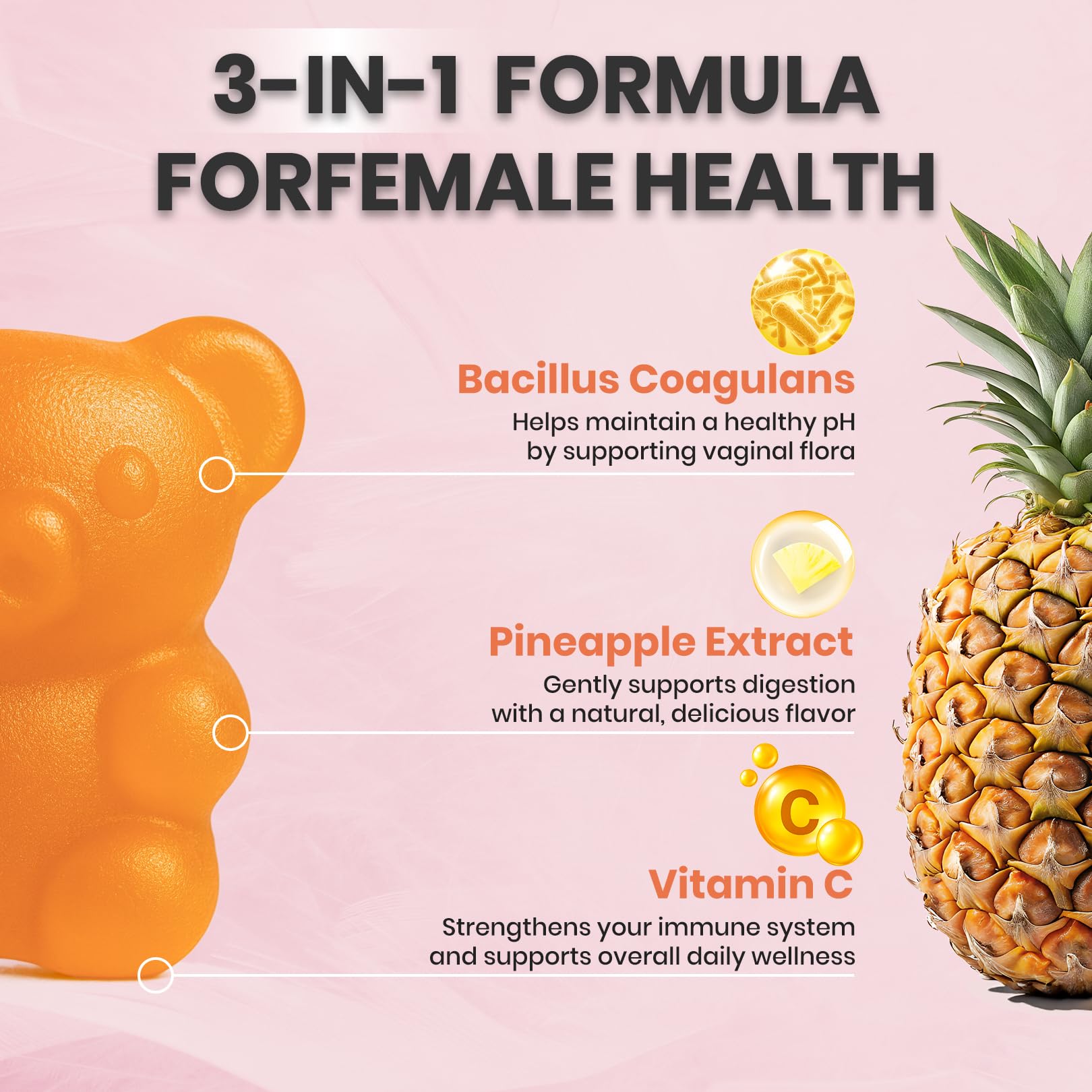 NUTRAJOY Premium Feminine Balance Gummies, for Women's Ph Health, Vaginal Wellness Support, Immune Support, Energy Support, Hawaiian Pineapple, Vegan Gluten-Free, 60 Gummies NUTRAJOYAu supplements