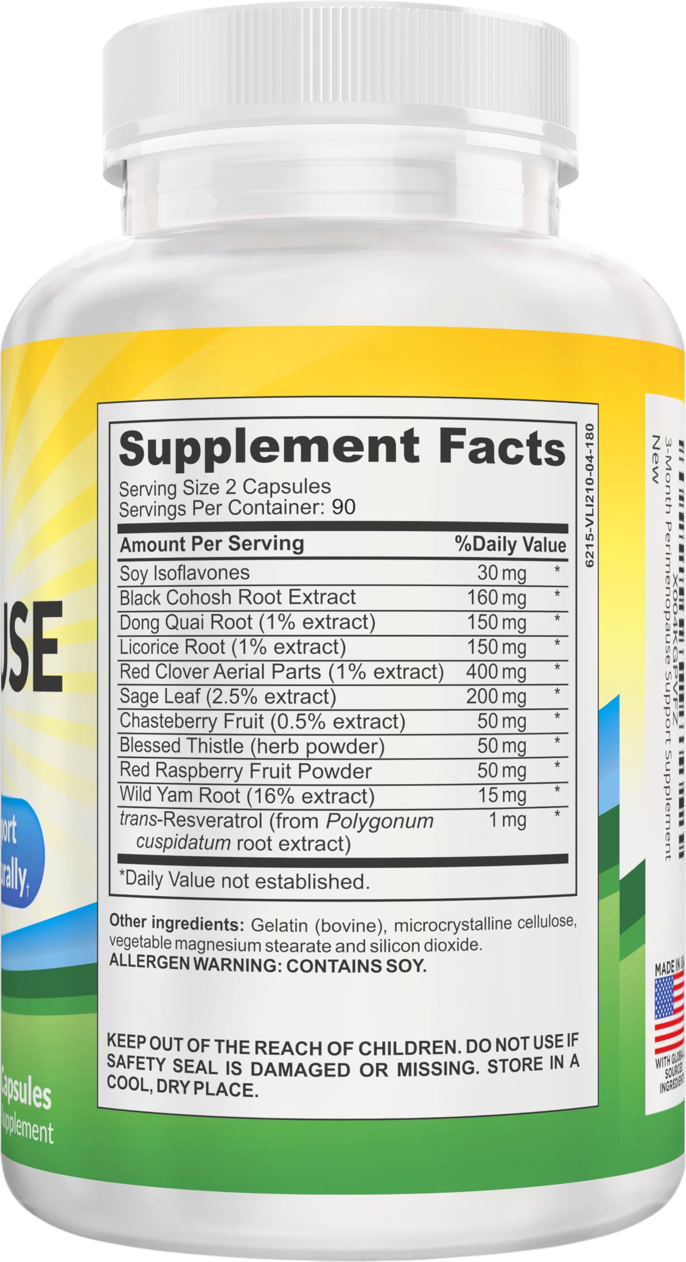Perimenopause Support (3-Month) Supplement Blend | Women's Health & Hormone Support with 11 Herbs & Extracts | Female Hormonal Balance Supplements | 90-Day Bulk Supply | 180 Capsules Elevate Recovery SupplementsAu supplements