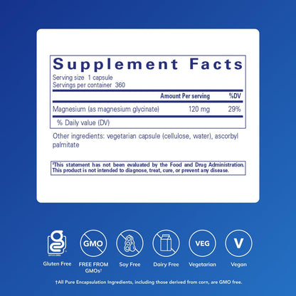 Pure Encapsulations Magnesium (Glycinate) - Supplement to Support Stress Relief, Sleep, Heart Health, Nerves, Muscles, and Metabolism Pure EncapsulationsUS supplements