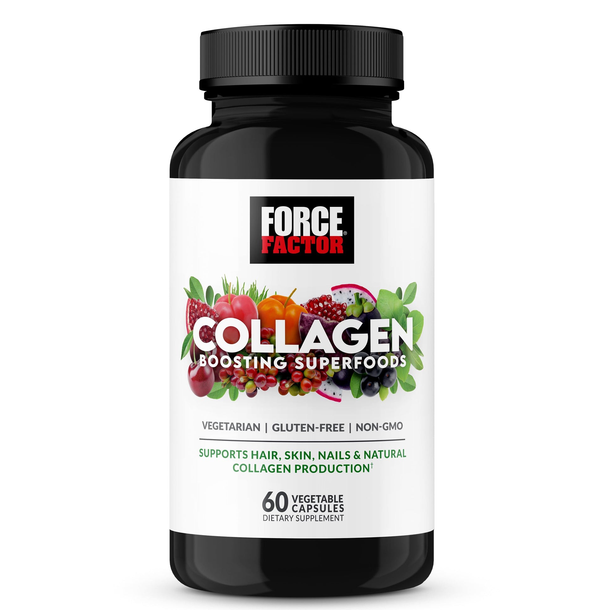 Force Factor Collagen Boosting Superfoods, Vegan Collagen Booster with Hyaluronic Acid, Biotin, Bamboo, Amino Acids & Vitamins for Hair, Skin, and Nails, Strengthener and Skin Supplement, 60 Capsules Force FactorAu supplements