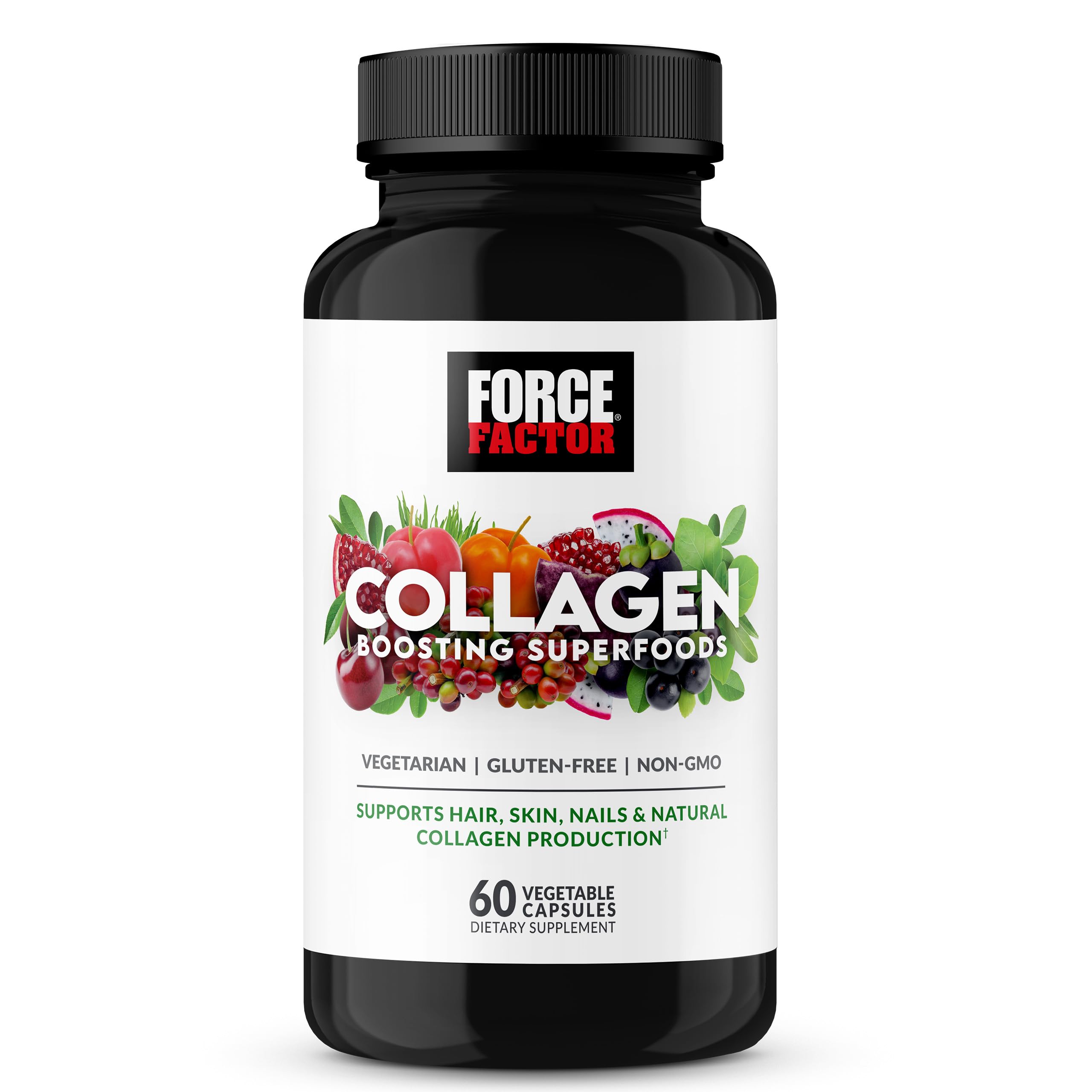 Force Factor Collagen Boosting Superfoods, Vegan Collagen Booster with Hyaluronic Acid, Biotin, Bamboo, Amino Acids & Vitamins for Hair, Skin, and Nails, Strengthener and Skin Supplement, 60 Capsules Force FactorAu supplements