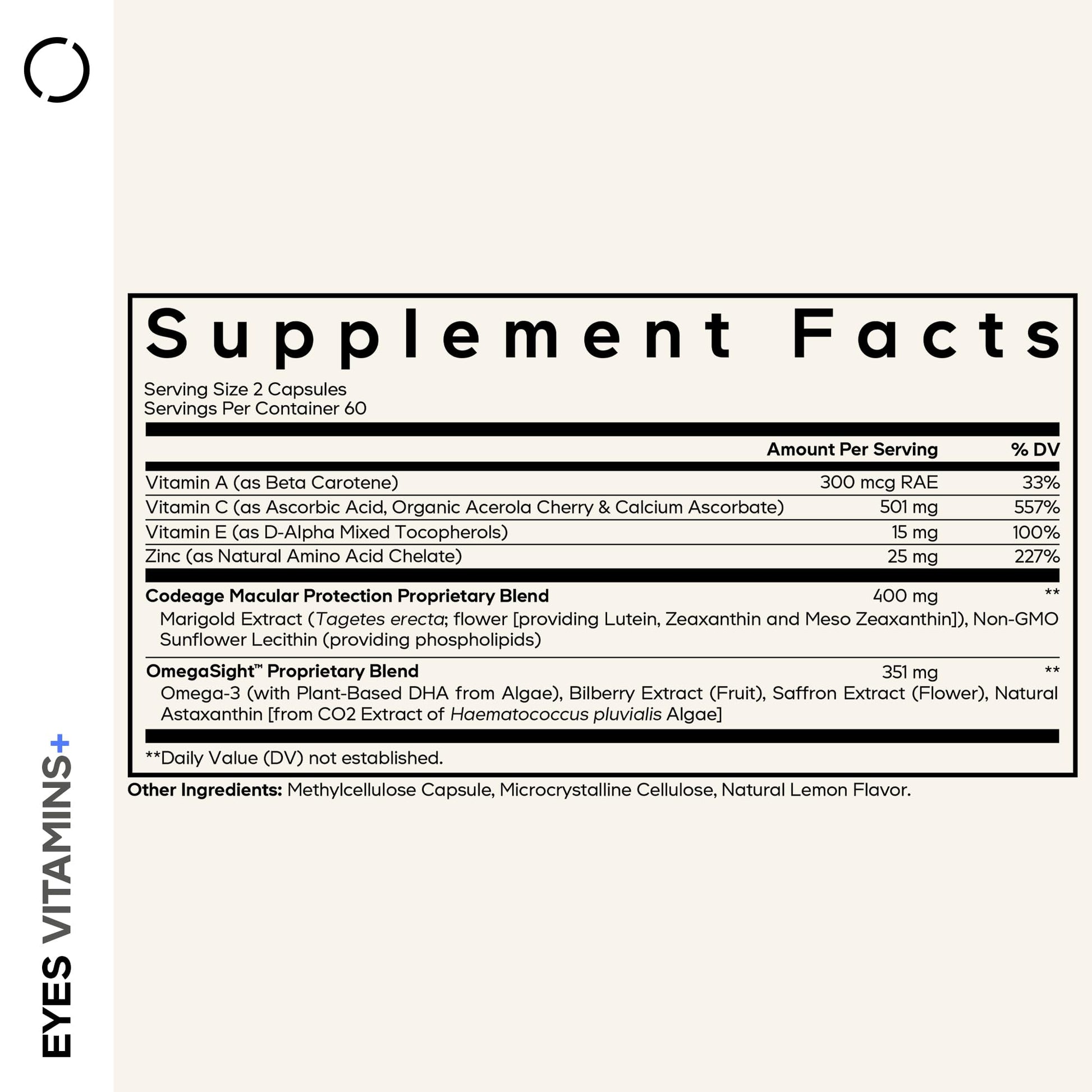 Codeage Eyes Vitamins - AREDS 2 Based Formula Supplement - 2-Month Supply - Vitamins A, C, E, Zinc, Lutein, Astaxanthin, Zeaxanthin, Eyebright, Marigold, Bilberry, Saffron, Omega-3-120 Capsules CodeageAu supplements