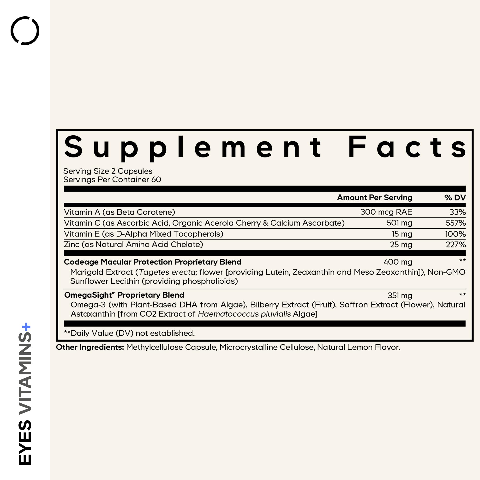 Codeage Eyes Vitamins - AREDS 2 Based Formula Supplement - 2-Month Supply - Vitamins A, C, E, Zinc, Lutein, Astaxanthin, Zeaxanthin, Eyebright, Marigold, Bilberry, Saffron, Omega-3-120 Capsules CodeageAu supplements
