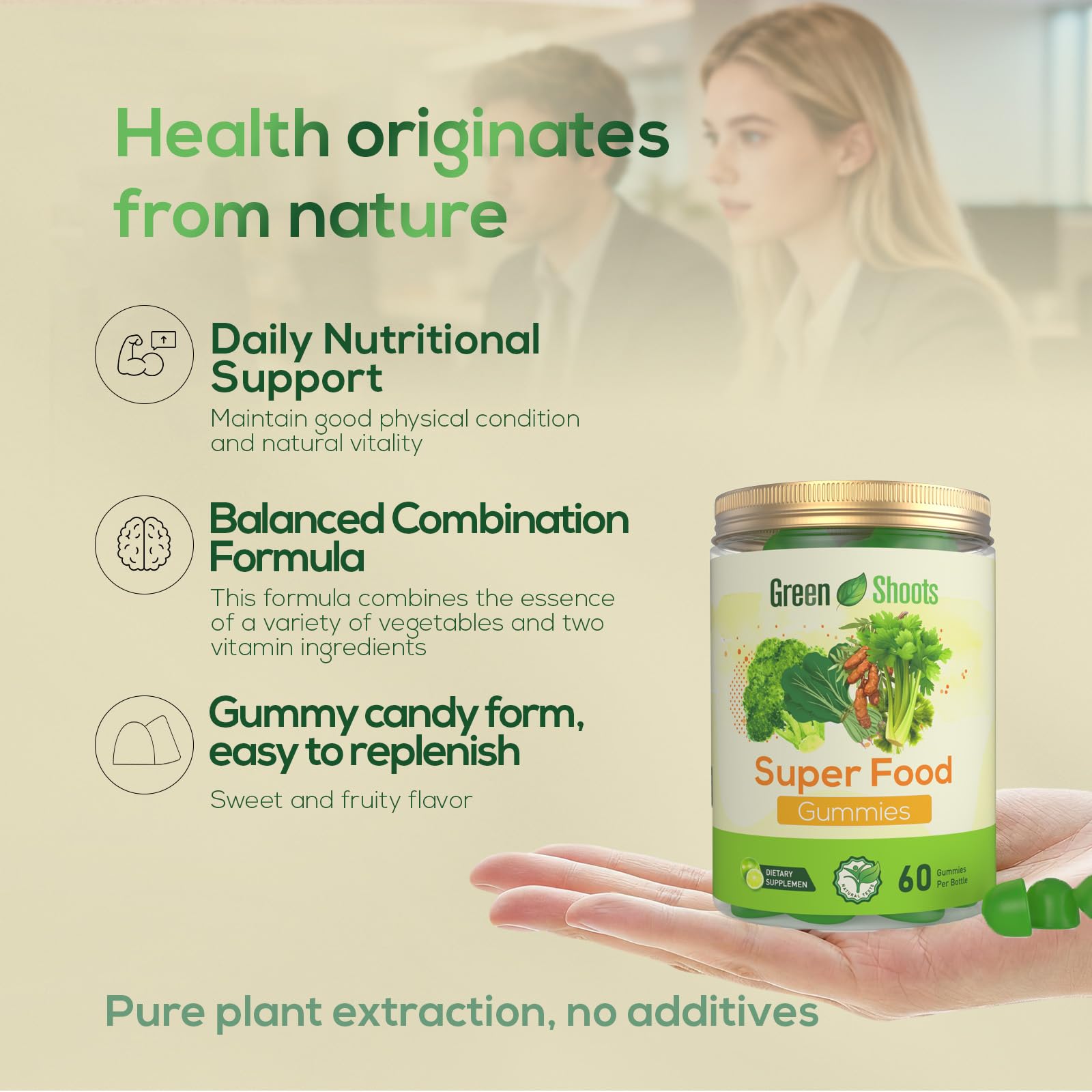 Greenshoots Super Food Gummies with Super Greens Blend, Vitamin A & C – Broccoli, Spinach, Moringa & Chlorella – Vegan, Sugar Free, Daily Nutrition Support, 60 Gummies GreenshootsAu supplements
