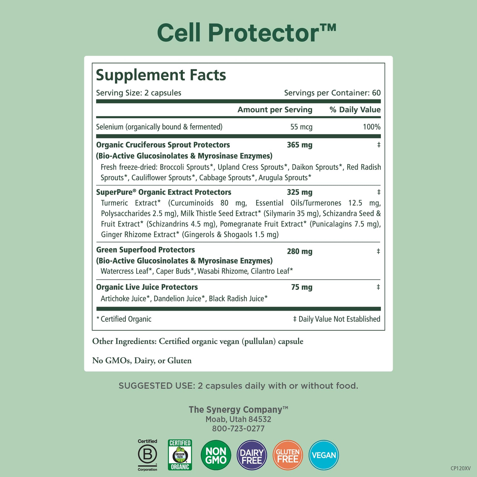 PURE SYNERGY Cell Protector | Cellular Health Supplement | Cell and Immune Support with Selenium and Organic Cruciferous Vegetables | for Healthy Aging & Detoxification (120 Capsules) PURE SYNERGYAu supplements
