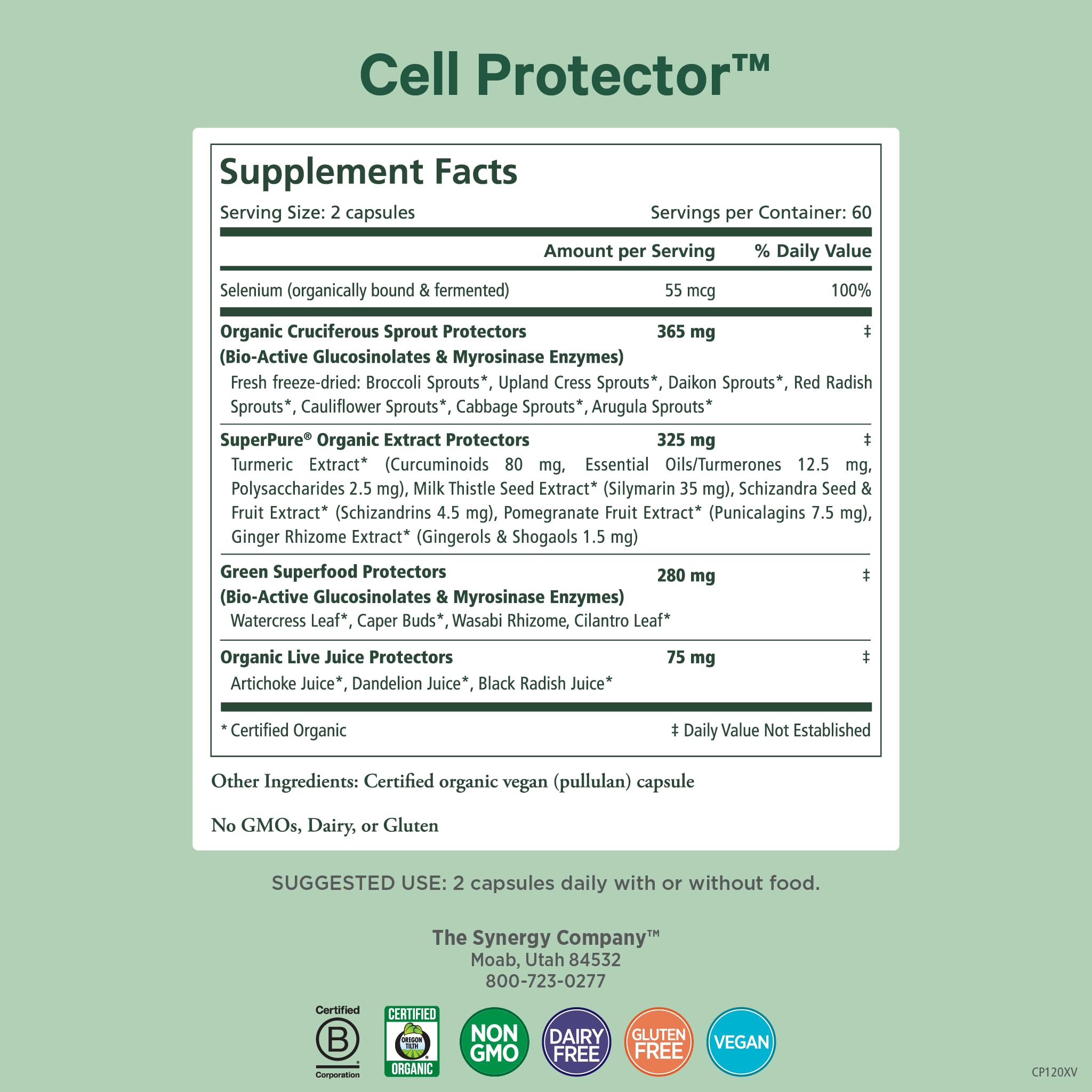 PURE SYNERGY Cell Protector | Cellular Health Supplement | Cell and Immune Support with Selenium and Organic Cruciferous Vegetables | for Healthy Aging & Detoxification (120 Capsules) PURE SYNERGYAu supplements