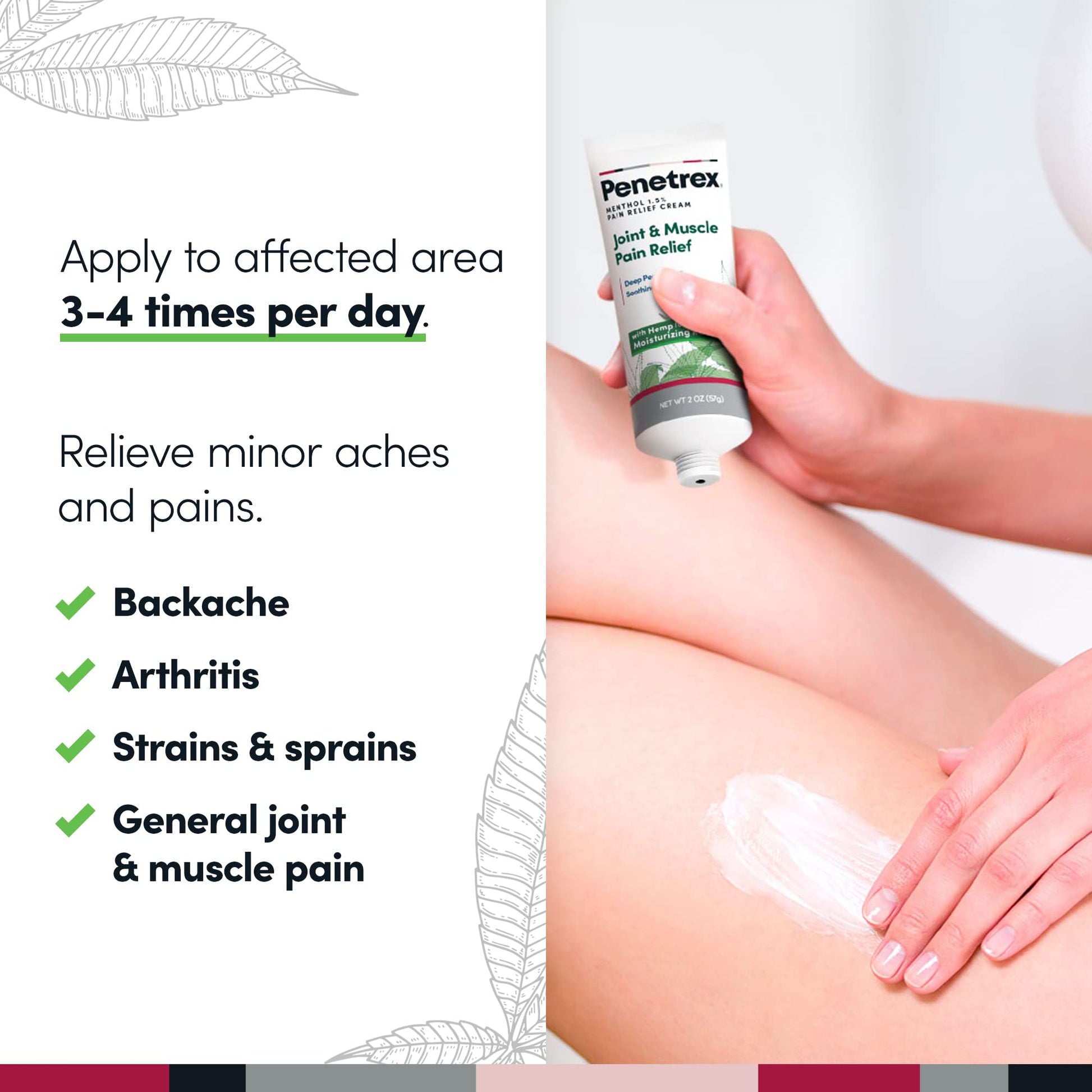 Penetrex Soothing Joint & Muscle Pain Relief Cream with Hemp - Deep Penetrating Menthol, Arnica and Hemp for Soothing, Hydrating Relief - Non-Greasy, Easy to Apply, Pleasant Scent- 2oz Squeezable Tube PenetrexAu supplements