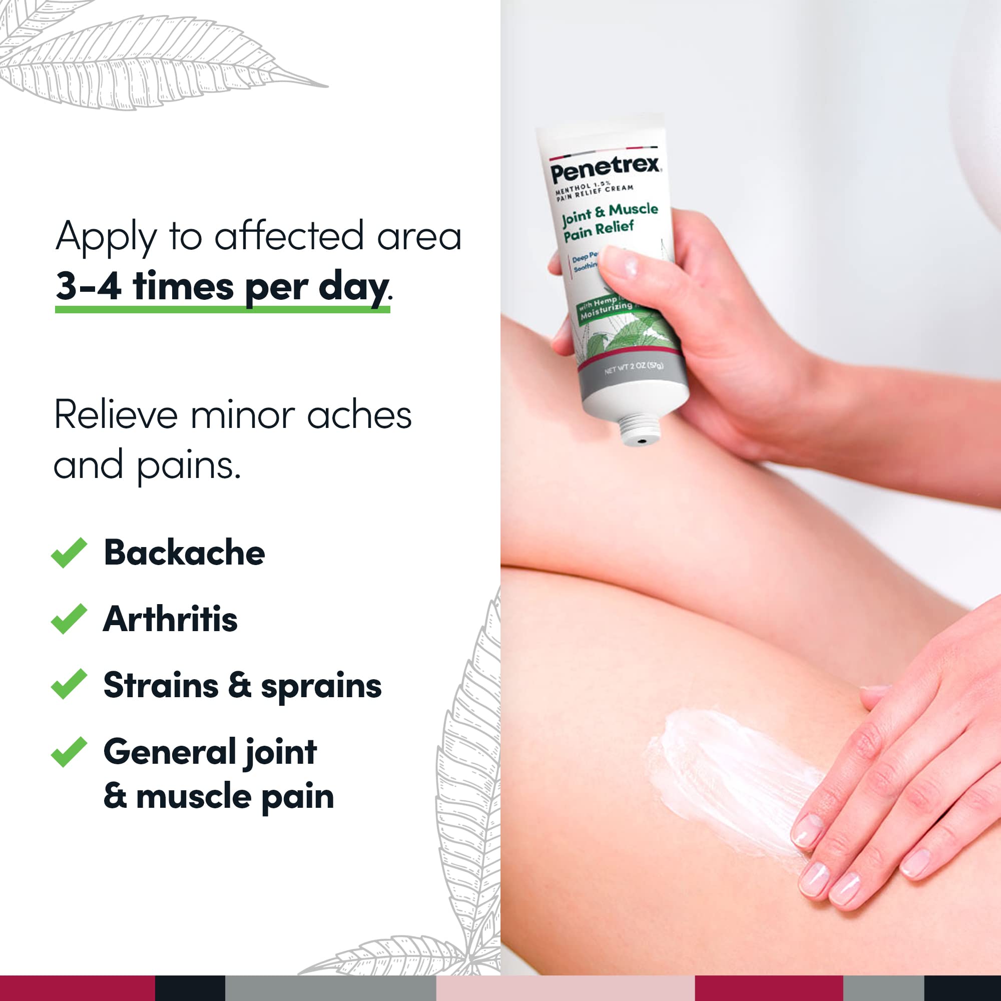 Penetrex Soothing Joint & Muscle Pain Relief Cream with Hemp - Deep Penetrating Menthol, Arnica and Hemp for Soothing, Hydrating Relief - Non-Greasy, Easy to Apply, Pleasant Scent- 2oz Squeezable Tube PenetrexAu supplements