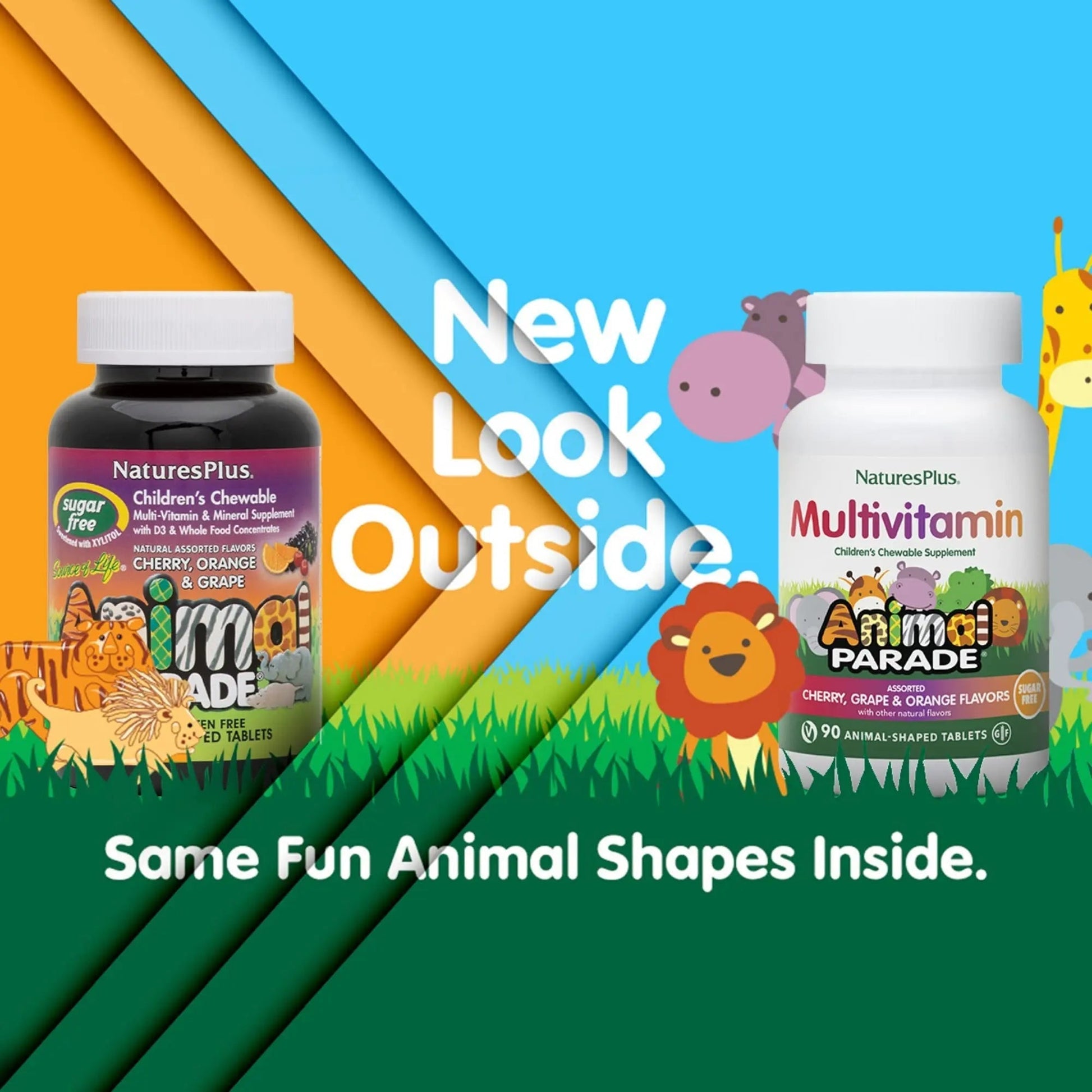 NaturesPlus Animal Parade Sugar-Free Children's Multivitamin - Assorted Cherry, Grape & Orange Flavors - Pack of 2 NaturesPlusAu supplements