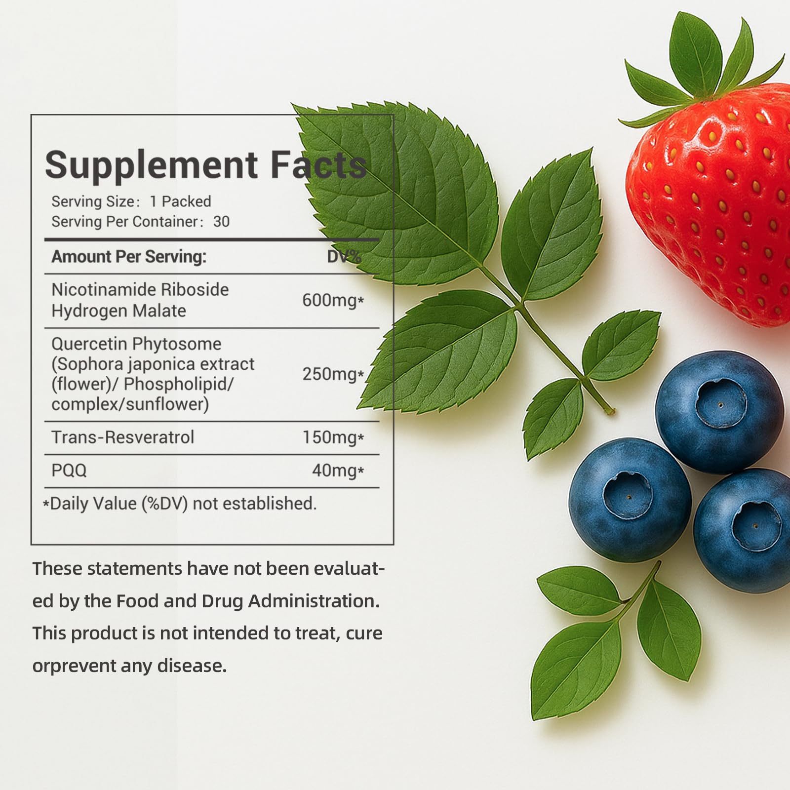 NAD Supplement 1000mg with Resveratrol Pure Organic Liquid Packets - Nicotinamide Riboside Supplements with PQQ - Liposomal NAD+ Berry Flavor Drink - Cellular Energy & Anti-Aging Support, 30 Packs YYURAURBAu supplements