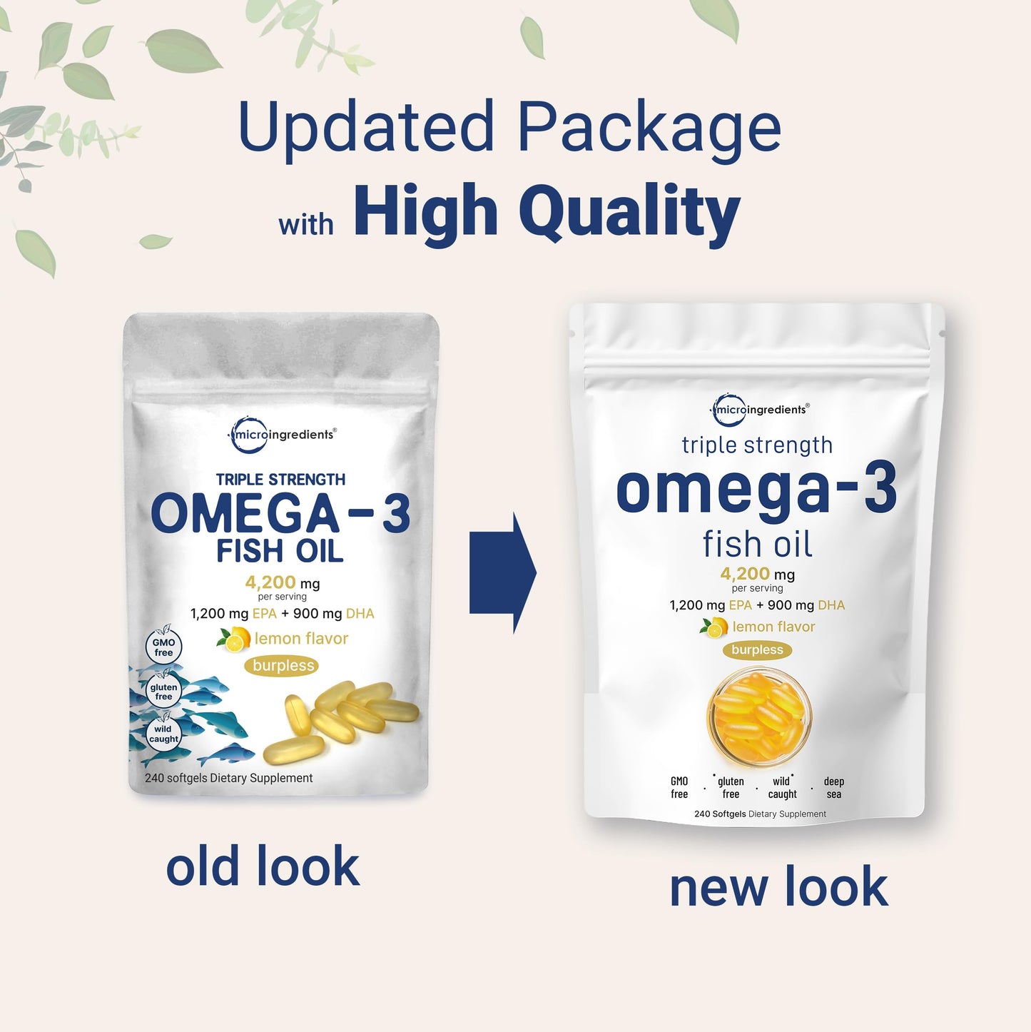 Triple Strength Omega 3 Fish Oil Supplements 4200mg Per Serving, 240 Softgels Micro IngredientsUS supplements