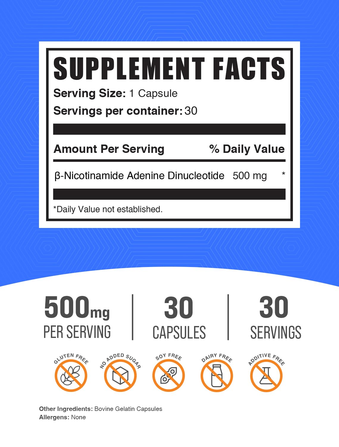 BulkSupplements.com NAD Capsules - Nicotinamide Adenine Dinucleotide, NAD Supplement 500mg - for Energy Support, Pure & Gluten Free, 1 Capsule per Serving, 30 Capsules (Pack of 1) BulkSupplementsAu supplements