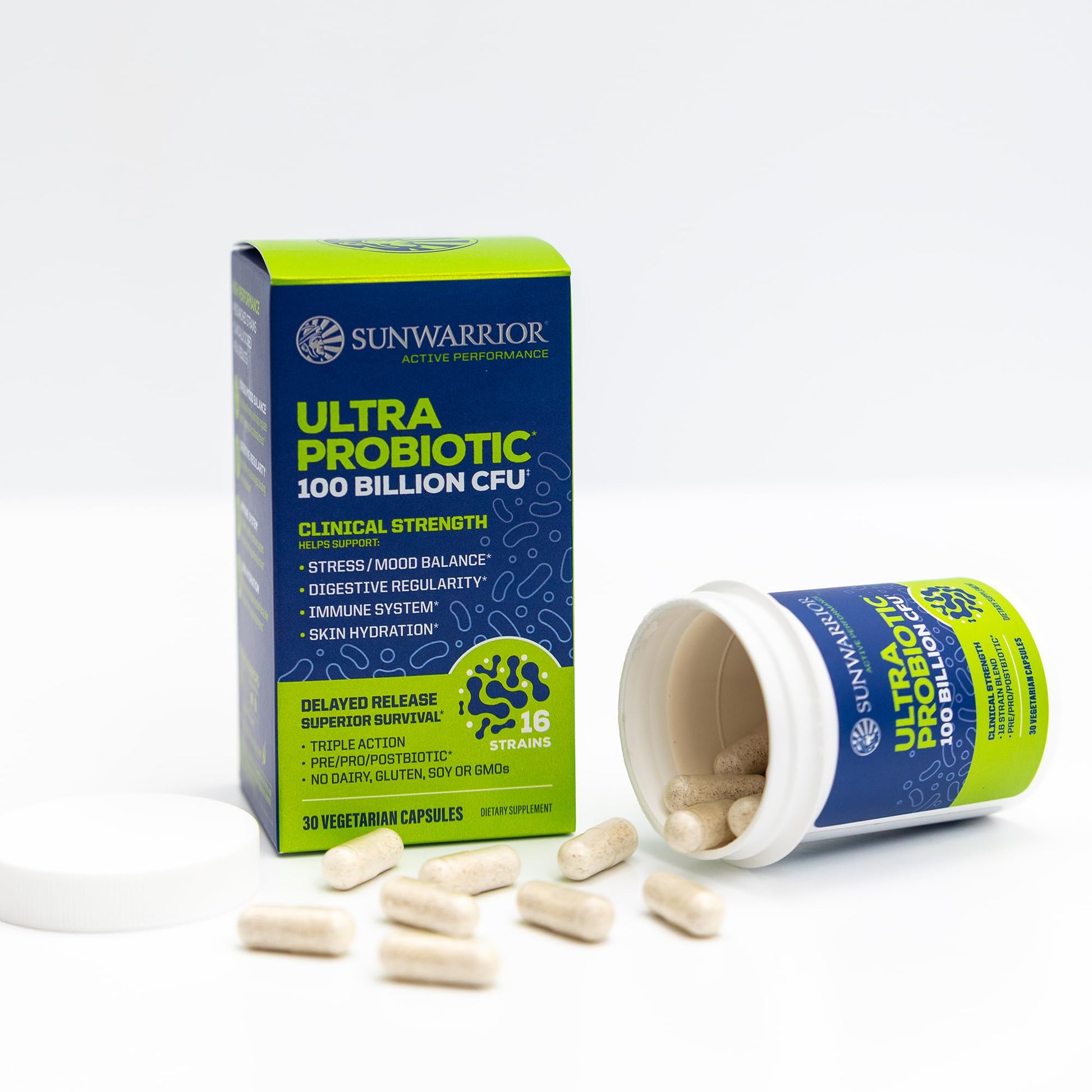 Probiotic for Gut Health 100 Billion CFU Probiotics Supplement Capsules 16 Strains Prebiotics + Postbiotics for Gut Immune & Colon Health Energy & Endurance Support Soy-Free Non-GMO 30 Capsule Serving SunwarriorAu supplements