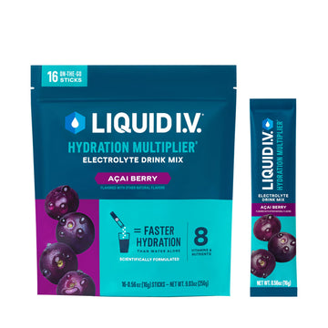 Liquid I.V.® Hydration Multiplier - Acai Berry | Electrolyte Powder Drink Mix | 1 Pack (16 Servings) Liquid I.V.US supplements